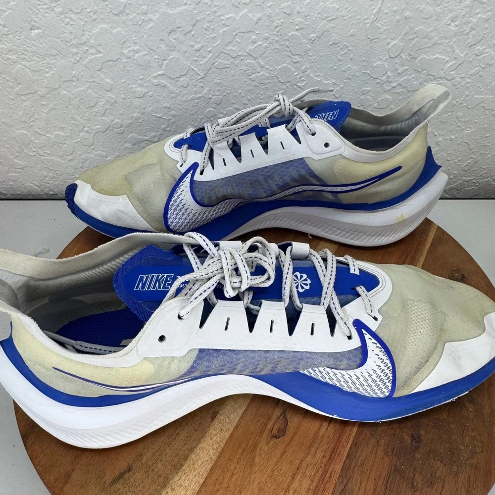 Nike Zoom Fly‎ 5 Mens Running Shoes White Blue BQ3202-100 Size 12